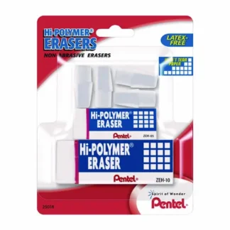 Pentel® Hi-Polymer Eraser Assortment, 6/Pack - Includes (4) Pencil Caps, (1) Large Block, (1) Small Block, White