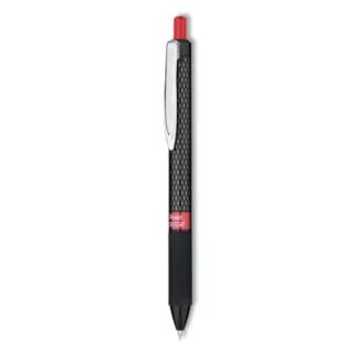 Pentel® Oh! Gel Pen, Retractable, Medium Point, 0.7 mm, Red Ink, Black Barrel, Dozen