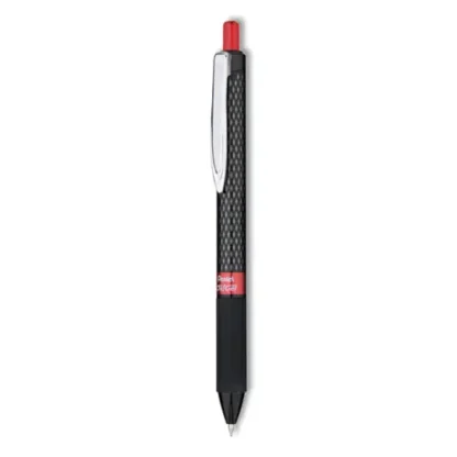 Pentel® Oh! Gel Pen, Retractable, Medium Point, 0.7 mm, Red Ink, Black Barrel, Dozen