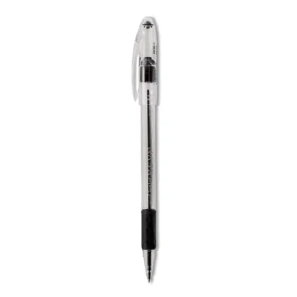 Pentel® R.S.V.P. Ballpoint Pen, Fine 0.7 mm, Black Ink, Clear/Black Barrel, Dozen