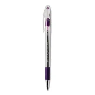 Pentel® R.S.V.P. Ballpoint Pen, Fine Point, 0.7 mm, Violet Ink, Clear/Violet Barrel, Dozen