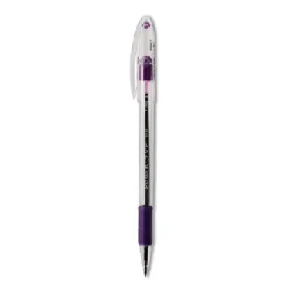 Pentel® R.S.V.P. Ballpoint Pen, Fine Point, 0.7 mm, Violet Ink, Clear/Violet Barrel, Dozen