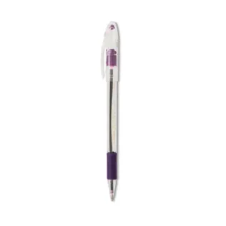 Pentel® R.S.V.P. Ballpoint Pen, Medium Point, 1 mm, Violet Ink, Clear/Violet Barrel, Dozen
