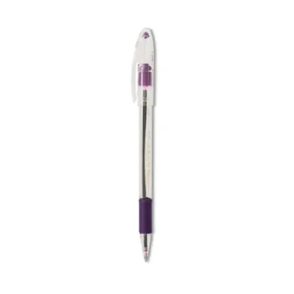 Pentel® R.S.V.P. Ballpoint Pen, Medium Point, 1 mm, Violet Ink, Clear/Violet Barrel, Dozen