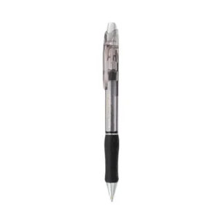 Pentel® R.S.V.P. Super RT Retractable Ballpoint Pens, Medium, 1 mm, Black Ink, Clear/Black Barrel, Dozen