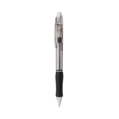 Pentel® R.S.V.P. Super RT Retractable Ballpoint Pens, Medium, 1 mm, Black Ink, Clear/Black Barrel, Dozen