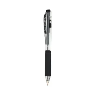 Pentel® WOW! Gel Pen, Retractable, Medium Point, 0.7 mm, Black Ink, Clear/Black Barrel, 24/Pack