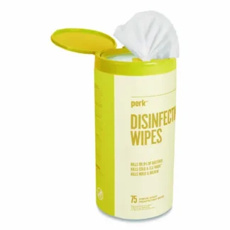 Perk™ Disinfecting Wipes, Lemon, White, 75 Wipes/Canister