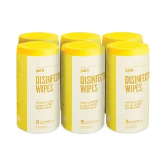Perk™ Disinfecting Wipes, Lemon Scent, White, 75 Wipes per Canister, 6 Canisters per Carton