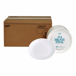 Perk™ Economy Paper Plates, 6" dia, White, 250/Pack, 4 Packs/Carton