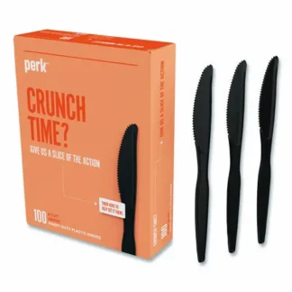 Perk™ Heavyweight Plastic Cutlery, Knife, Black, 100/Pack