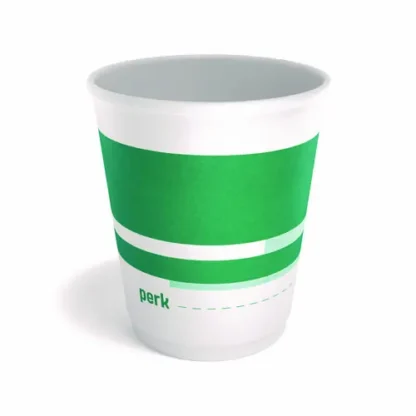 Perk™ Insulated Paper Cup, 10 oz, White/Teal, 40/Pack