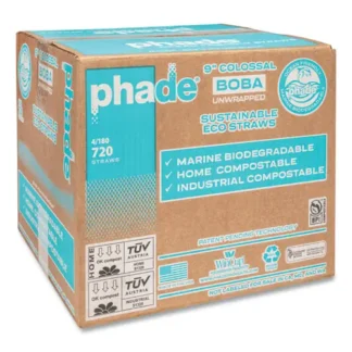 phade™ Marine Biodegradable Boba Straws, 9", Ocean Blue, 720/Carton