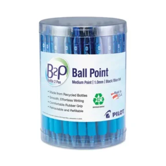 Pilot® B2P Bottle-2-Pen Recycled Ballpoint Pen, Retractable, Medium, 1 mm, Assorted Ink Colors, Translucent Blue Barrel, 36/Pack