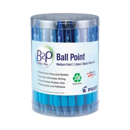 Pilot® B2P Bottle-2-Pen Recycled Ballpoint Pen, Retractable, Medium, 1 mm, Assorted Ink Colors, Translucent Blue Barrel, 36/Pack