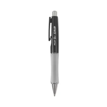 Pilot® Dr. Grip Ballpoint Pen, Retractable, Medium Point, 1 mm, Black Ink, Black Barrel