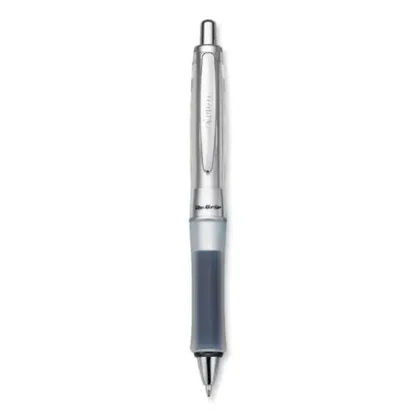 Pilot® Dr. Grip Center of Gravity Ballpoint Pen, Retractable, Medium 1 mm, Black Ink, Silver/Charcoal Barrel