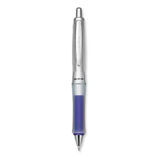 Pilot® Dr. Grip Center of Gravity Ballpoint Pen, Retractable, Medium 1 mm, Black Ink, Silver/Navy Barrel