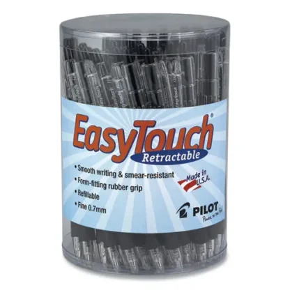 Pilot® EasyTouch Ballpoint Pen, Retractable, Fine 0.7 mm, Black Ink, Clear Barrel, 36/Pack