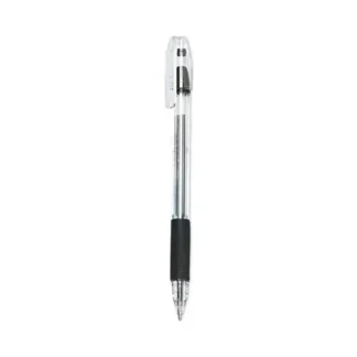 Pilot® EasyTouch Ballpoint Pen, Stick, Medium 1 mm, Black Ink, Clear/Black Barrel, Dozen