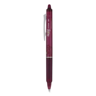 Pilot® FriXion Clicker Erasable Gel Pen, Retractable, Fine 0.7 mm, Burgundy Ink, Burgundy Barrel, Dozen