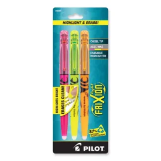 Pilot® FriXion Light Erasable Highlighter, Assorted Ink Colors, Chisel Tip, 3/Pack