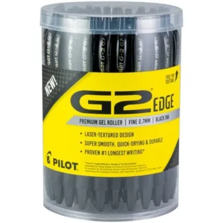 Pilot® G2 Edge Premium Gel Pen, Retractable, Fine 0.7 mm, Black Ink, Black Barrel, 36/Pack