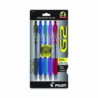 Pilot® G2 Premium Gel Pen, Retractable, Bold 1 mm, Assorted Ink and Barrel Colors, 5/Pack