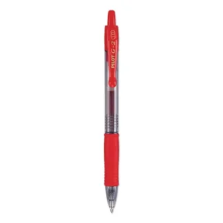 Pilot® G2 Premium Gel Pen, Retractable, Bold 1 mm, Red Ink, Smoke/Red Barrel, Dozen