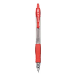 Pilot® G2 Premium Gel Pen, Retractable, Extra-Fine 0.38 mm, Red Ink, Smoke/Red Barrel