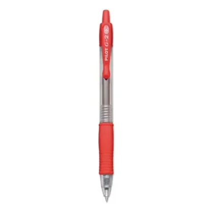 Pilot® G2 Premium Gel Pen, Retractable, Extra-Fine 0.38 mm, Red Ink, Smoke/Red Barrel