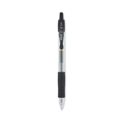 Pilot® G2 Premium Gel Pen, Retractable, Extra-Fine 0.5 mm, Black Ink, Smoke/Black Barrel, Dozen