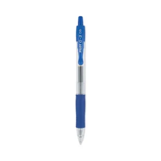 Pilot® G2 Premium Gel Pen, Retractable, Extra-Fine 0.5 mm, Blue Ink, Smoke/Blue Barrel, Dozen