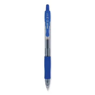 Pilot® G2 Premium Gel Pen, Retractable, Fine 0.7 mm, Blue Ink, Smoke/Blue Barrel, 2/Pack