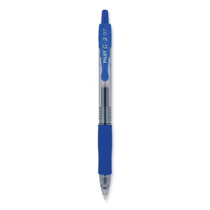 Pilot® G2 Premium Gel Pen, Retractable, Fine 0.7 mm, Blue Ink, Smoke/Blue Barrel, 2/Pack