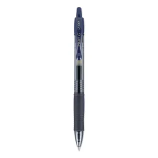 Pilot® G2 Premium Gel Pen, Retractable, Fine 0.7 mm, Navy Blue Ink, Smoke/Blue Barrel, Dozen
