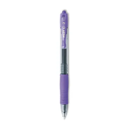Pilot® G2 Premium Gel Pen, Retractable, Fine 0.7 mm, Purple Ink, Smoke/Purple Barrel, Dozen