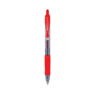 Pilot® G2 Premium Gel Pen, Retractable, Fine 0.7 mm, Red Ink, Smoke/Red Barrel, Dozen