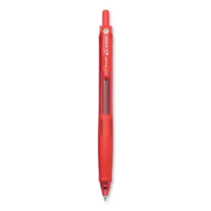 Pilot® G-Knock BeGreen Gel Pen, Retractable, Fine 0.7 mm, Red Ink, Translucent Red/Red Barrel, Dozen
