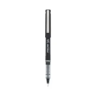 Pilot® Precise V5 Rollerball Pen, Extra-Fine 0.5 mm, Black Ink, Black/Clear Barrel, Dozen