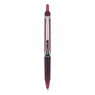 Pilot® Precise V5RT Rollerball Pen, Retractable, Extra-Fine 0.5 mm, Burgundy Ink, Burgundy/Silver Barrel, Dozen