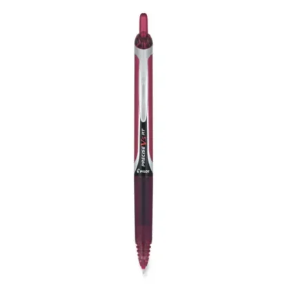 Pilot® Precise V5RT Rollerball Pen, Retractable, Extra-Fine 0.5 mm, Burgundy Ink, Burgundy/Silver Barrel, Dozen