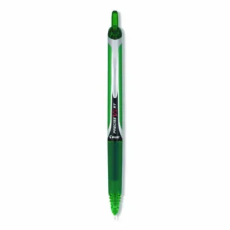 Pilot® Precise V5RT Rollerball Pen, Retractable, Extra-Fine 0.5 mm, Green Ink, Green/Silver Barrel