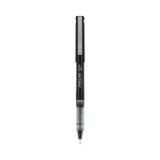 Pilot® Precise V7 Rollerball Pen, Stick, Fine 0.7 mm, Black Ink, Black/Clear Barrel, Dozen