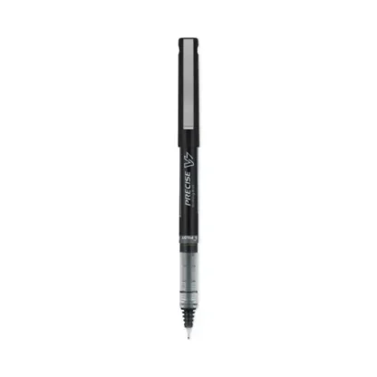 Pilot® Precise V7 Rollerball Pen, Stick, Fine 0.7 mm, Black Ink, Black/Clear Barrel, Dozen