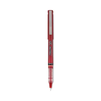 Pilot® Precise V7 Rollerball Pen, Fine Point, 0.7 mm, Red Ink, Red/Clear Barrel, Dozen