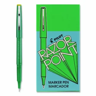 Pilot® Razor Point Fine Line Porous Point Pen, Extra-Fine 0.3 mm, Green Ink, Green Barrel, Dozen