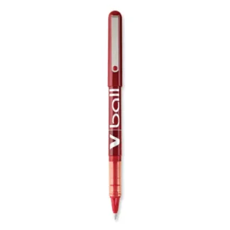 Pilot® VBall Liquid Ink Rollerball Pen, Extra-Fine 0.5 mm, Red Ink, Red/Clear Barrel, Dozen