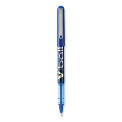 Pilot® VBall Liquid Ink Rollerball Pen, Stick, Fine 0.7 mm, Blue Ink, Blue/Clear Barrel, Dozen