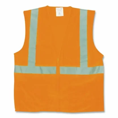 PIP ANSI Class 2 Two-Pocket Zipper Mesh Safety Vest, Orange, Large